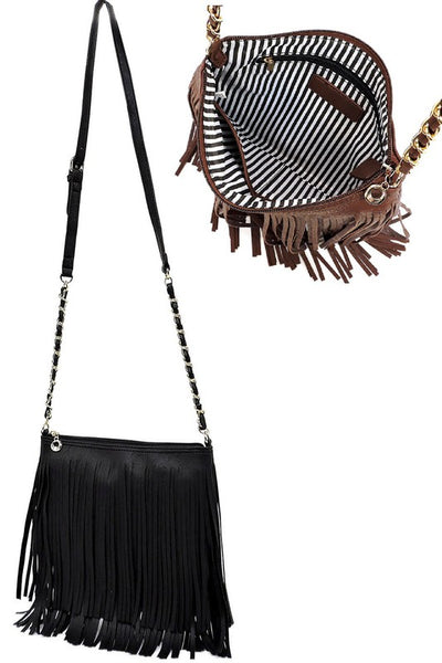 Leather Fringe Crossbody Bag