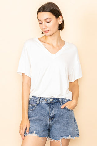 Super Soft White V-Neck Tee