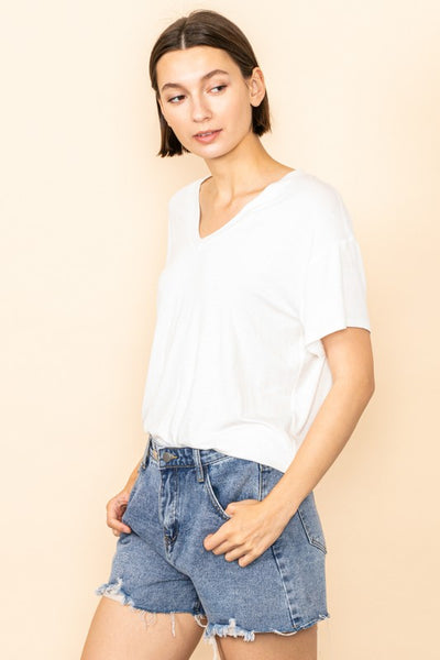 Super Soft White V-Neck Tee