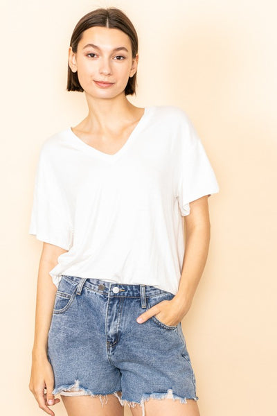 Super Soft White V-Neck Tee