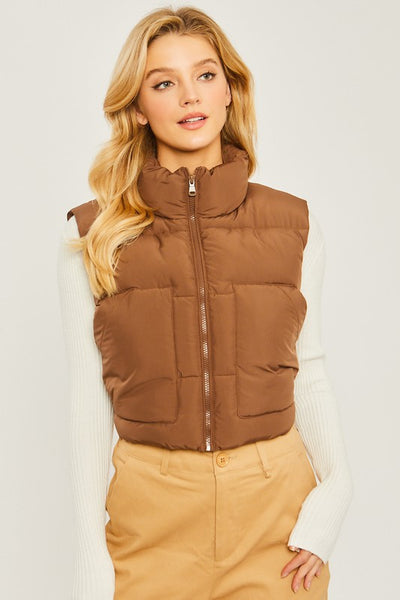 Cocoa Cropped Puffer Vest