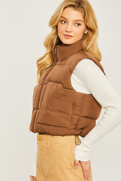 Cocoa Cropped Puffer Vest