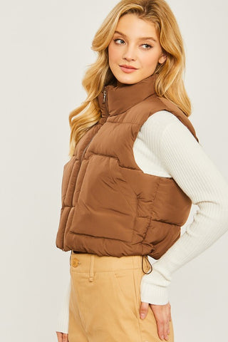 Cocoa Cropped Puffer Vest