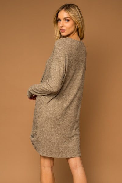 Twisted Ribbed Long Sleeve Dress