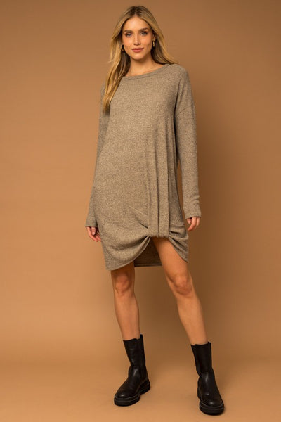 Twisted Ribbed Long Sleeve Dress