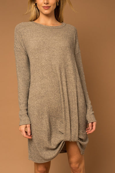 Twisted Ribbed Long Sleeve Dress