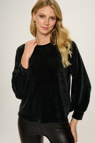 Black Chenille Ribbed Top