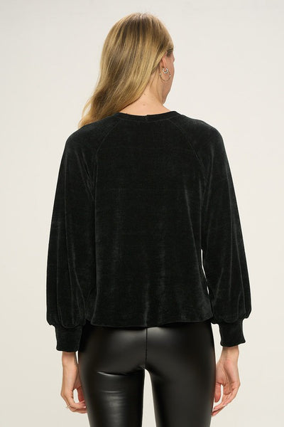 Black Chenille Ribbed Top