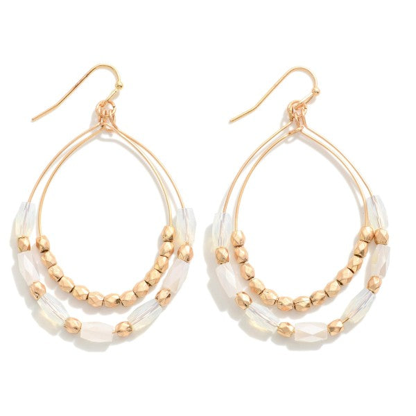 Beaded Metal Loop Earrings