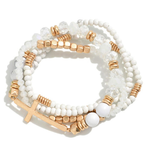 Cross Beaded Bracelet Stack