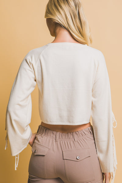 Millie Tie Sleeve Cropped Sweater