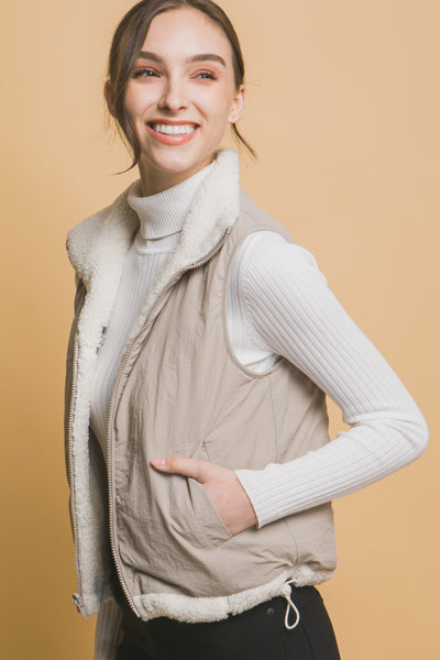 Reversible Teddy Vest- Ivory