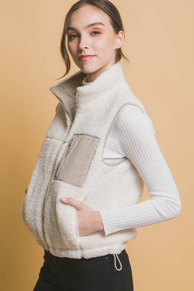 Reversible Teddy Vest- Ivory