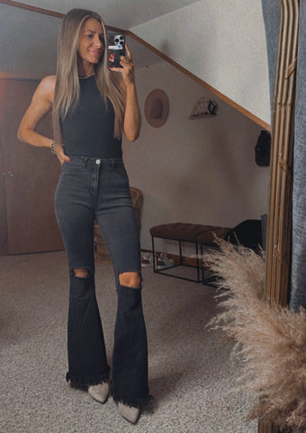 Cortney Black Bell Bottom Jeans