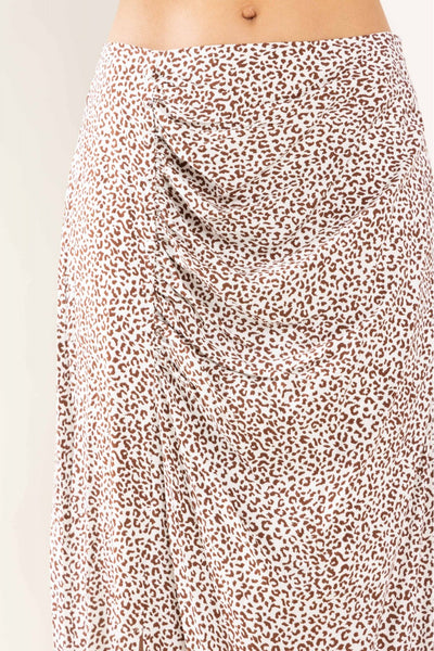 Leopard Side Slit Midi Skirt