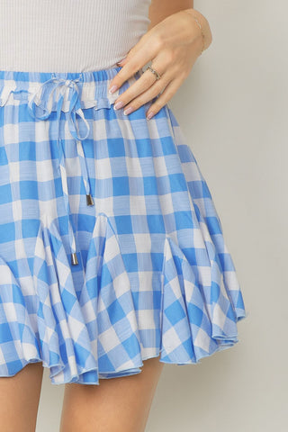 Gorgeous Gingham Skort- Blue