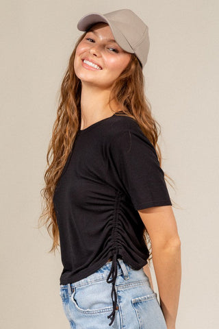 Ruched Up Top- Black