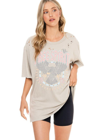 Free Spirit Distressed Oversized Tee