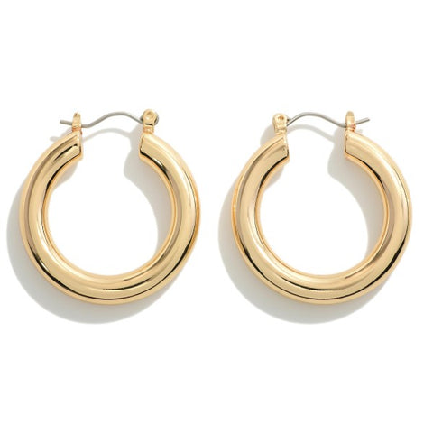 Chunky Brass Hollow Hoop- gold