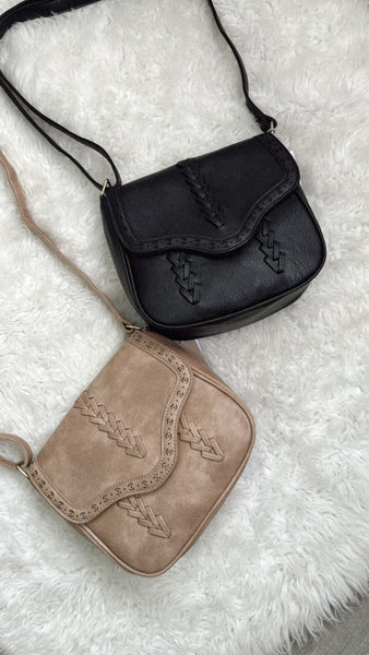 Stitched Vegan Leather Crossbody Bag