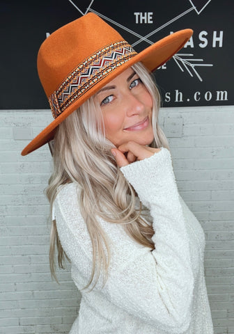 Kristen Wide Brim Hat- Rust