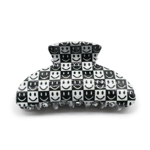 Black and White Checkered Claw Hair Clip