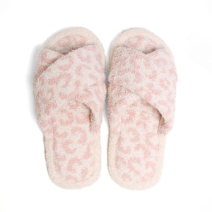Comfy Luxe Animal Print Criss Cross Slide On Slippers
