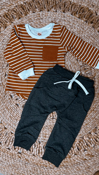 Boys Rust Stripe Set