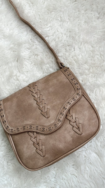 Stitched Vegan Leather Crossbody Bag