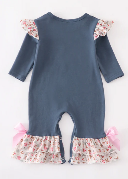 Floral Chicken Romper- Baby Girls